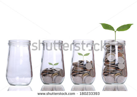 Stock photo money growing plant step with deposit coin in bank concept 180233393 1
